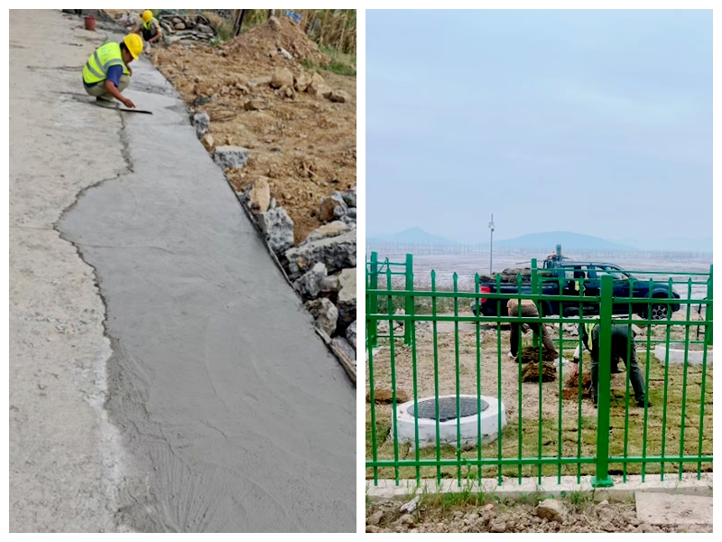 开挖沟渠已回填、村道也已修复，污水终端设备建设完成。福安城投公司供图